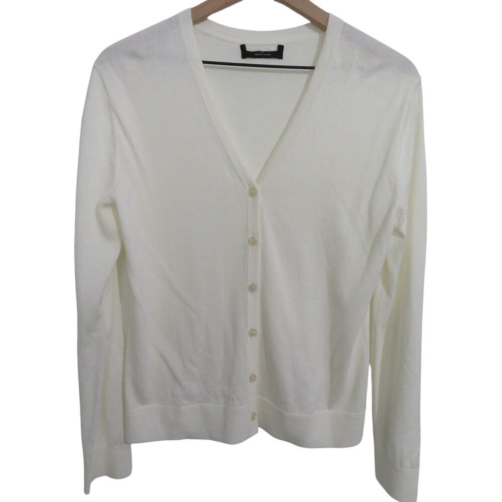 Banana Republic Women Sz S Snow Day Forever V Neck Cardigan Sweater Off White